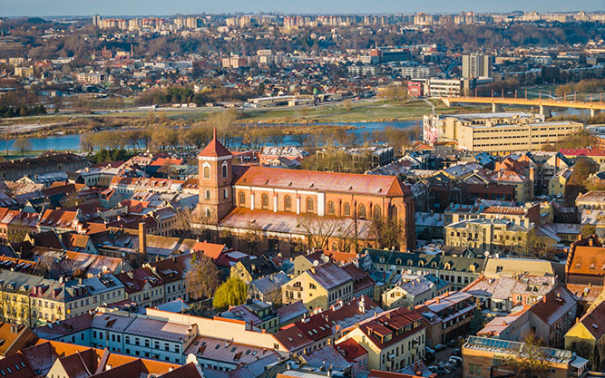 aerial view of Kaunas city